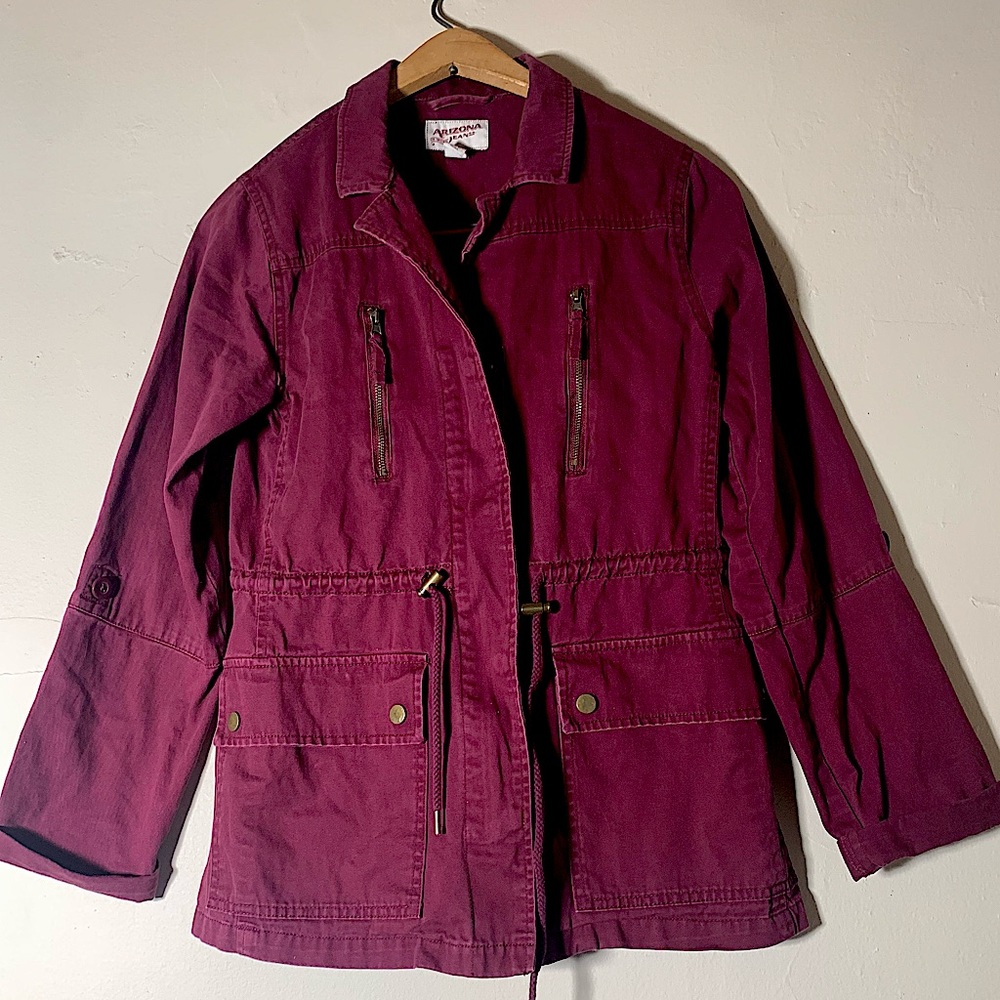 Arizona Jean company maroon burgundy red military utility jacket sz m like new
